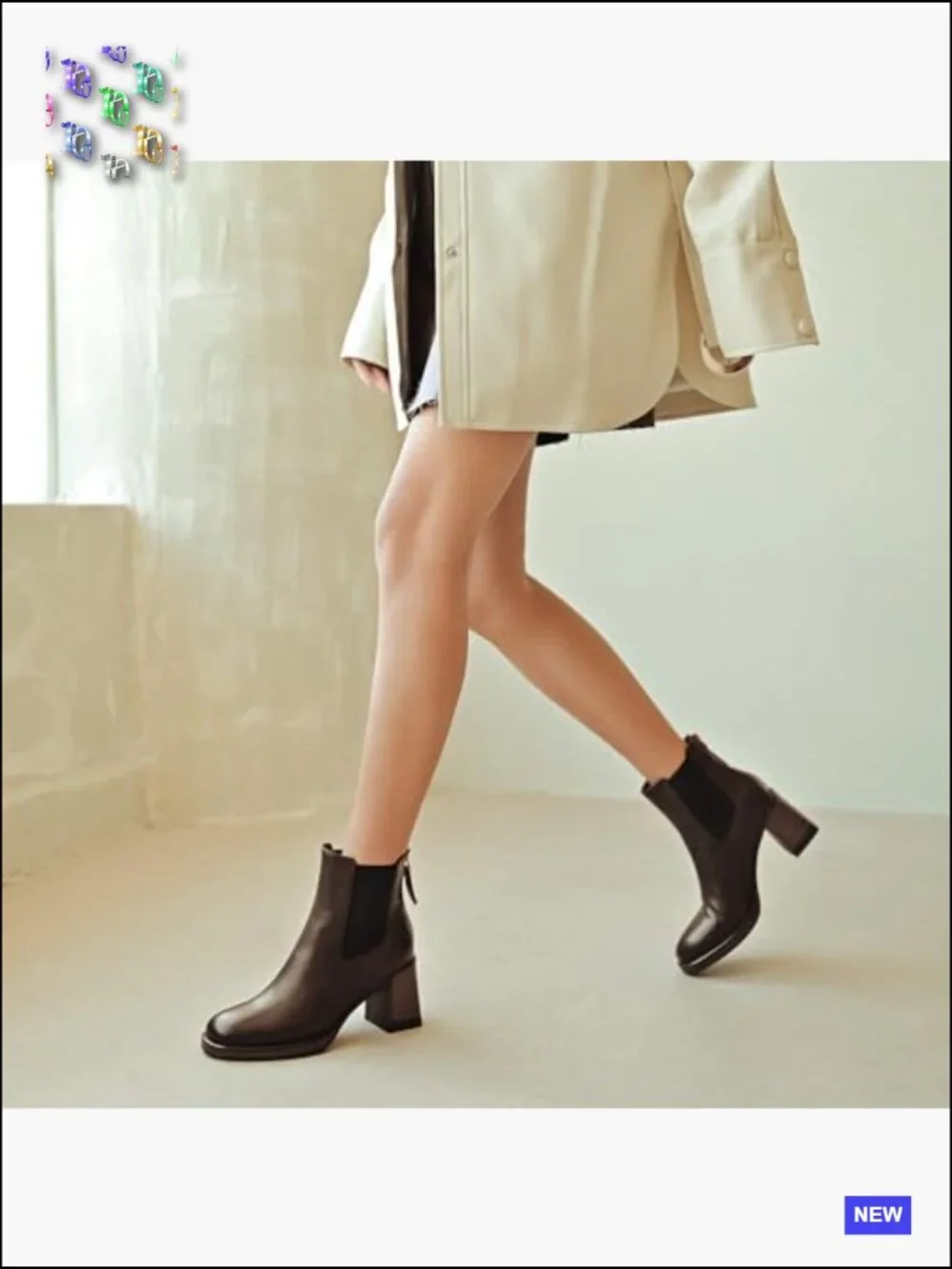Genuine Leather Ankle Boots Chunky Heels Slip-on Chelsea Zip Women Booties Fall